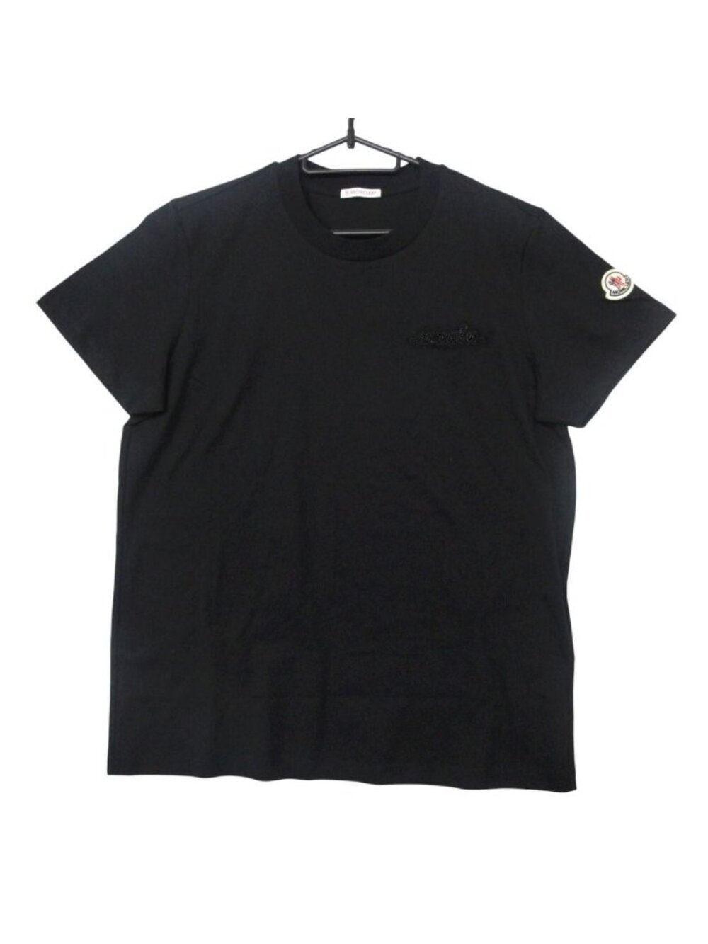 Moncler Short Sleeve T-Shirt Beaded Logo Top Black
